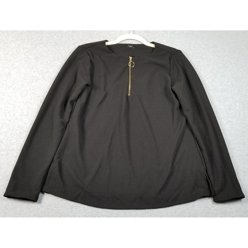 Studio 1886 Top Women's Small S Black Quarter Zip Pullover Long Sleeve Stretch